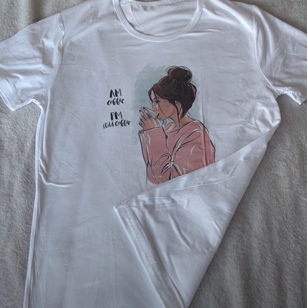 Women Fashion T shirt Coffee am/pm